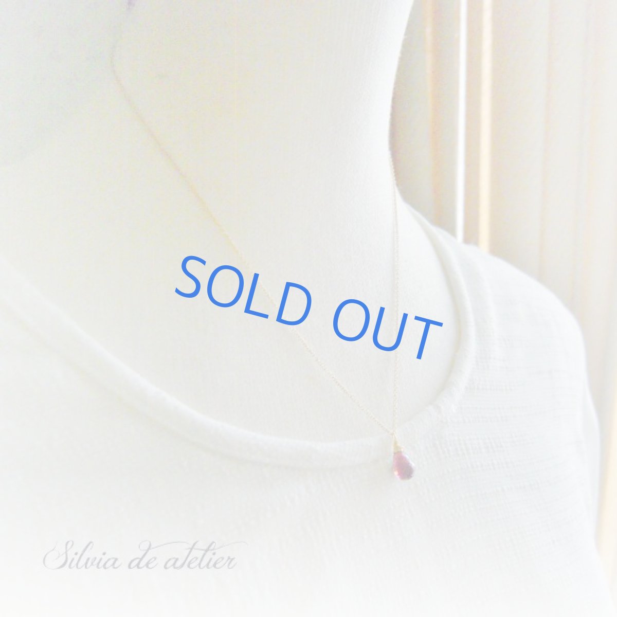 画像4: １点もの　AAA　ピンクトルマリン（ワイヤー巻）　Mサイズ　ブリオレットドロップ　14kgf　チェーンネックレス (4)