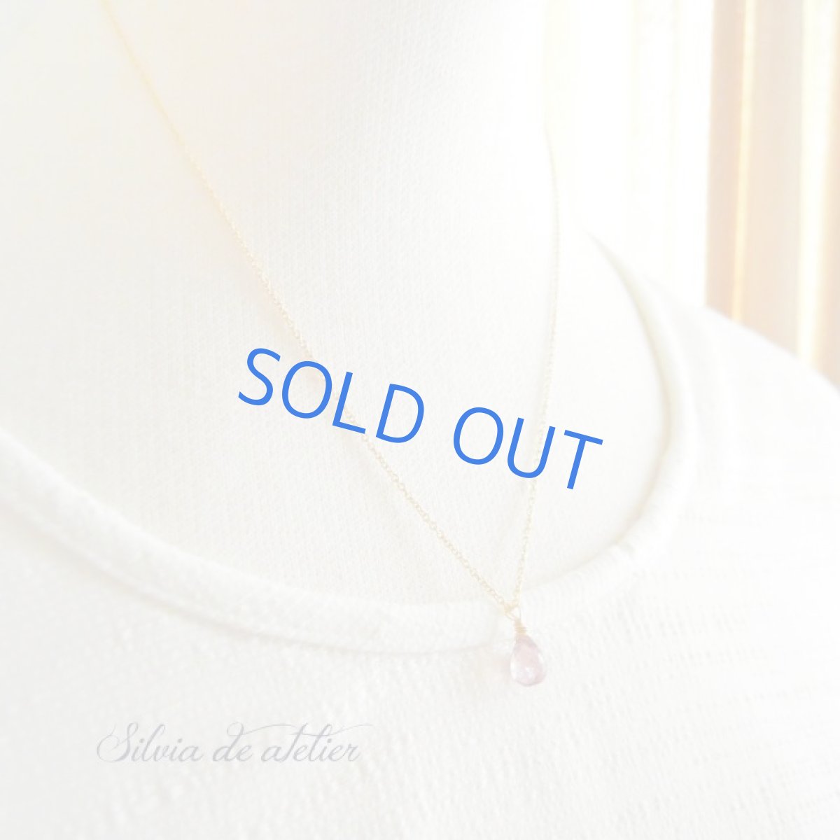 画像2: １点もの　AAA　ピンクトルマリン（サクラカラー）　Mサイズ　ブリオレットドロップ　14kgf　チェーンネックレス (2)