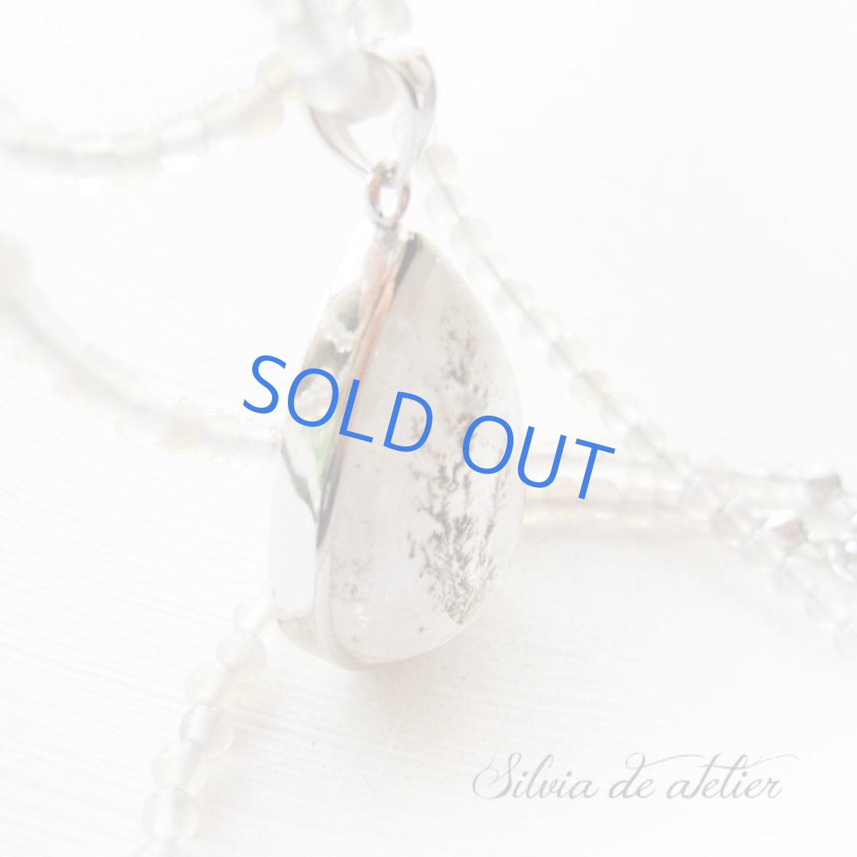 画像4: 希少♪デンドリティッククォーツ　スノウドーム　グレーオニキス　ドロップ　シルバーペンダント (4)