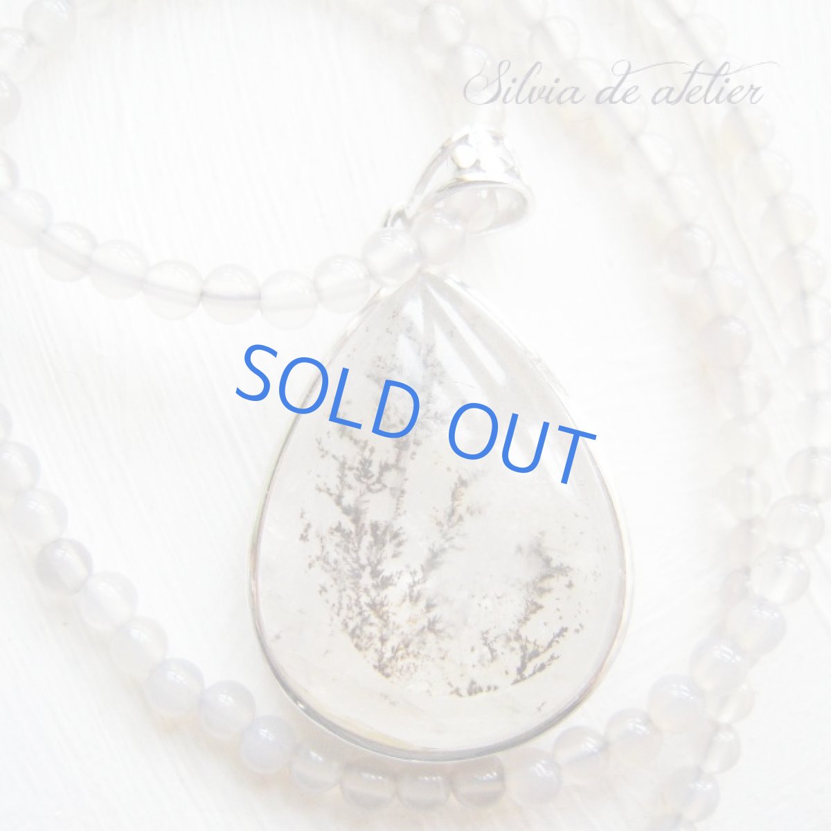 画像3: 希少♪デンドリティッククォーツ　スノウドーム　グレーオニキス　ドロップ　シルバーペンダント (3)