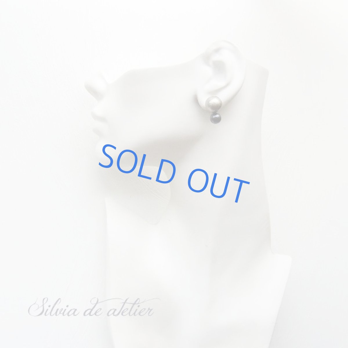 画像3: オヤコ　シルバーグレー＆ブラック　コットンパール　　14kgfスタッドピアス (3)