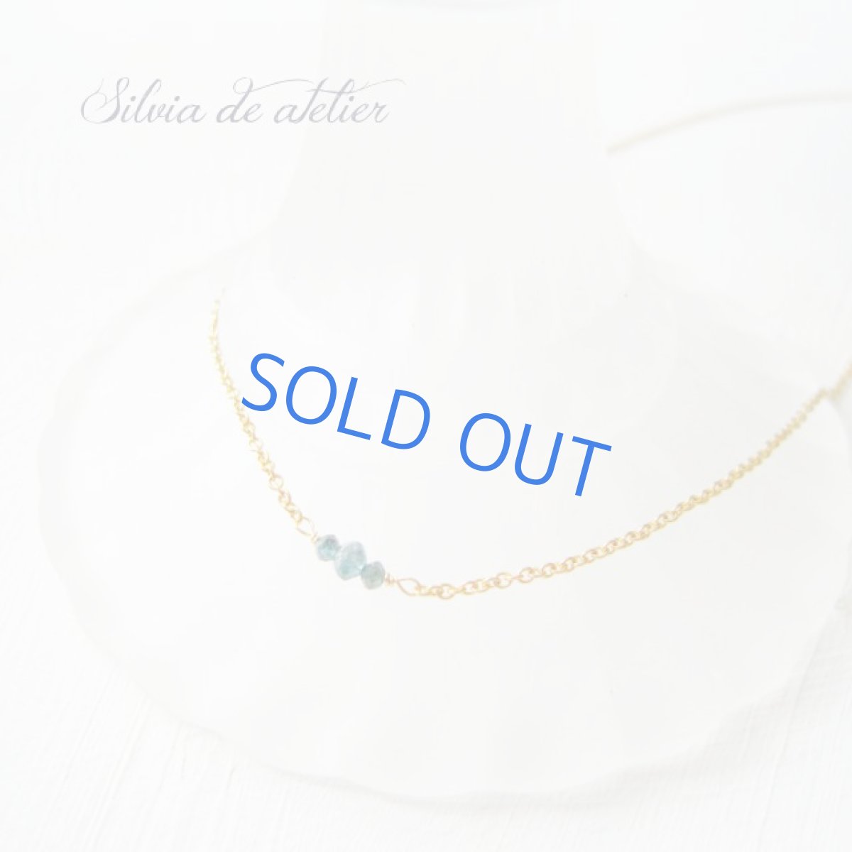 限定1本 特別価格 ブルーダイヤモンド 3粒 スキンジュエリー風 14kgfネックレス Silvia De Atelier 限定1本 特別価格 ブルーダイヤモンド 3粒 スキンジュエリー風 14kgfネックレス Silvia De Atelier