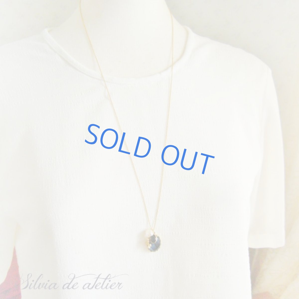 画像3: ブルータイガーアイクリスタルカボション　　14kgfチェーンネックレス　70cm (3)