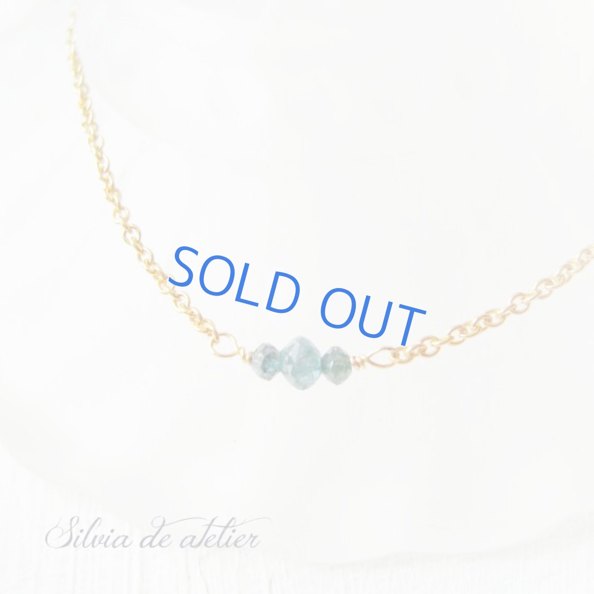 画像3: 【限定1本・特別価格】ブルーダイヤモンド　3粒　スキンジュエリー風　14kgfネックレス (3)