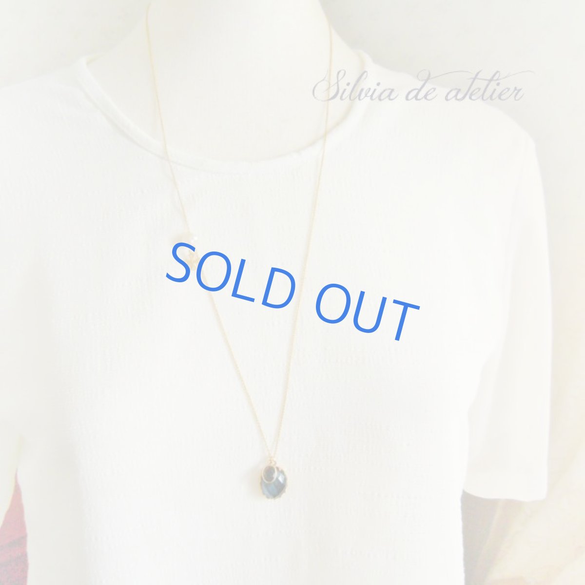 画像2: ブルータイガーアイクリスタルカボション　　14kgfチェーンネックレス　70cm (2)