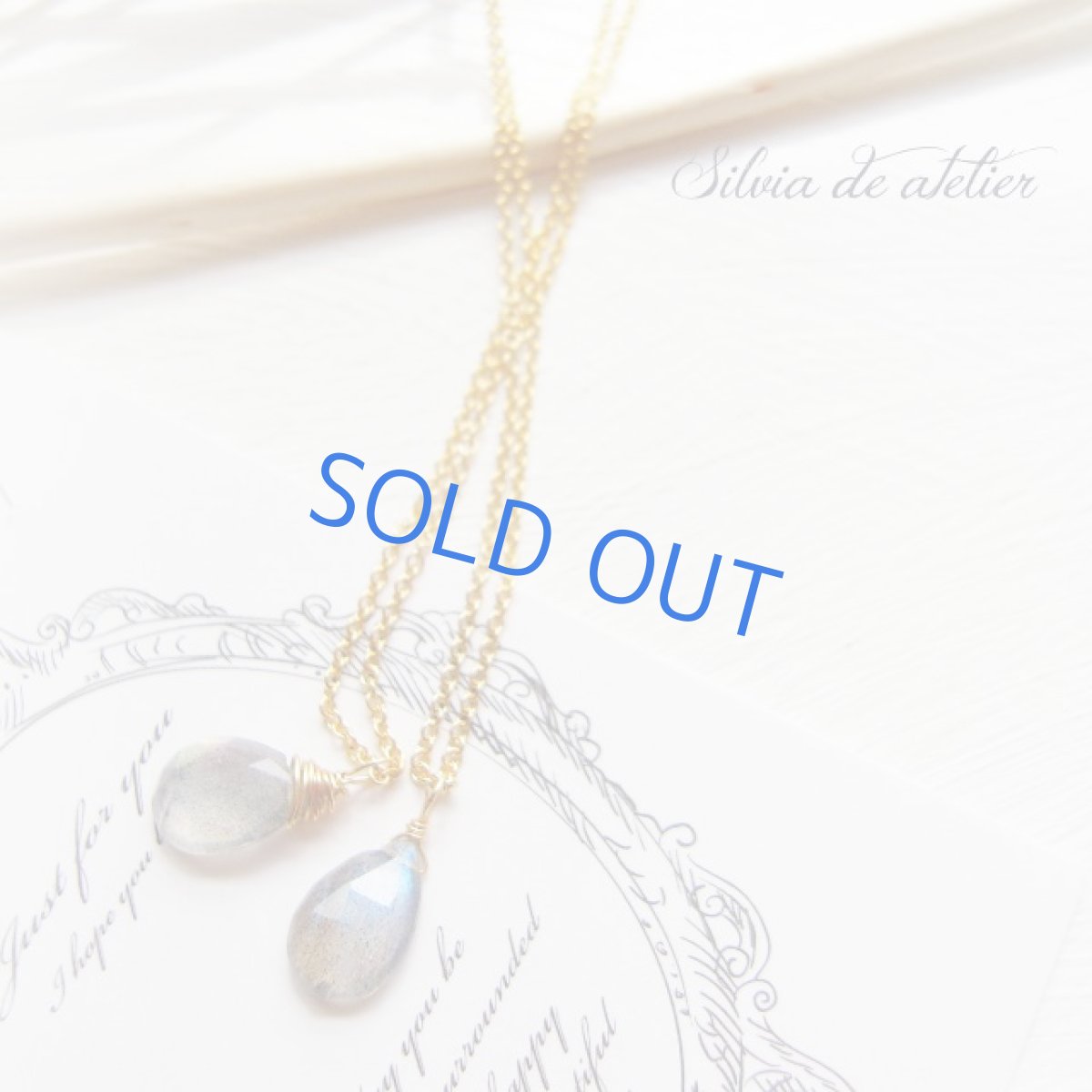 画像2: 1点もの　ラブラドライト　カボションカット　ワイヤー巻　一粒　14kgfネックレス (2)