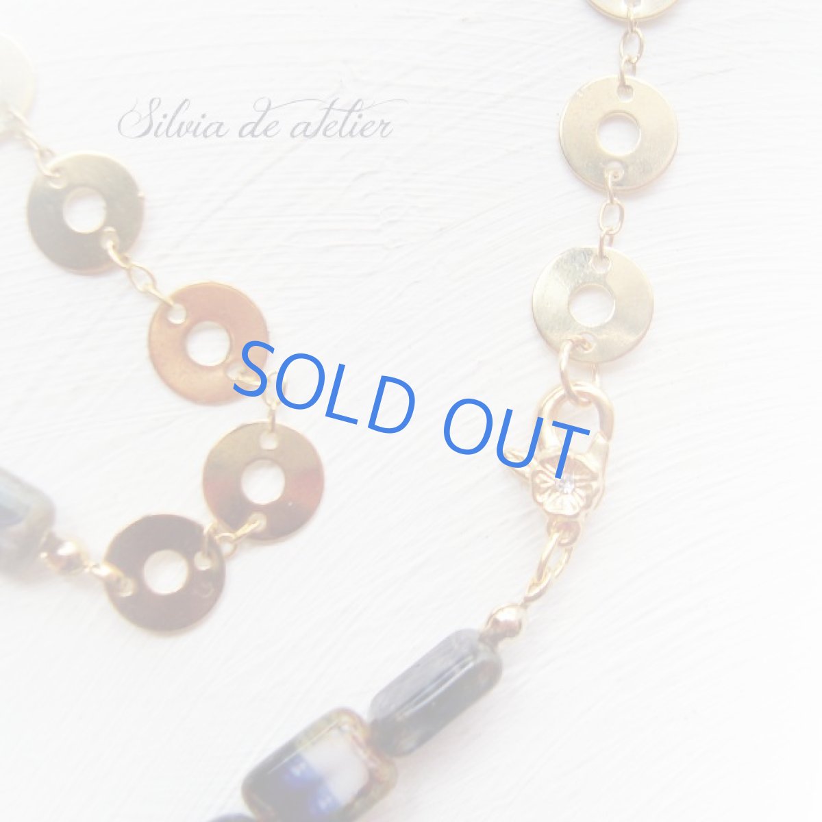 画像2: ２WAY　チェコガラスビーズ　レクタングル　×　ゴールドサークルディスク　ネックレス (2)