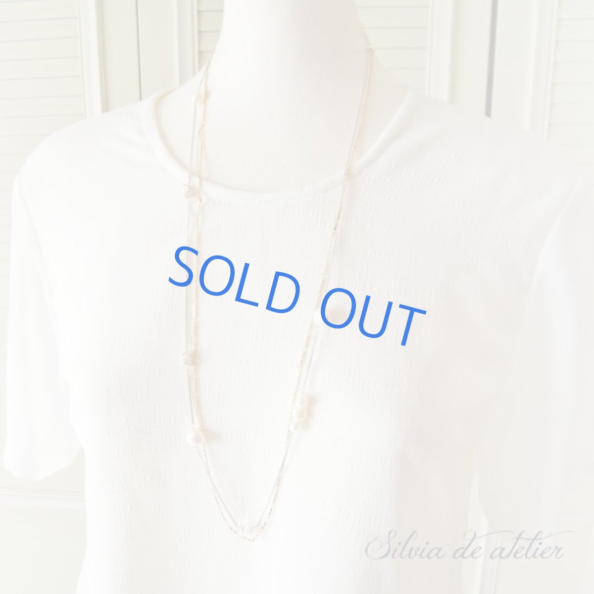 画像2: 淡水パール　２連チェーン　ロング　ネックレス　＆　ブレスレット　セット (2)