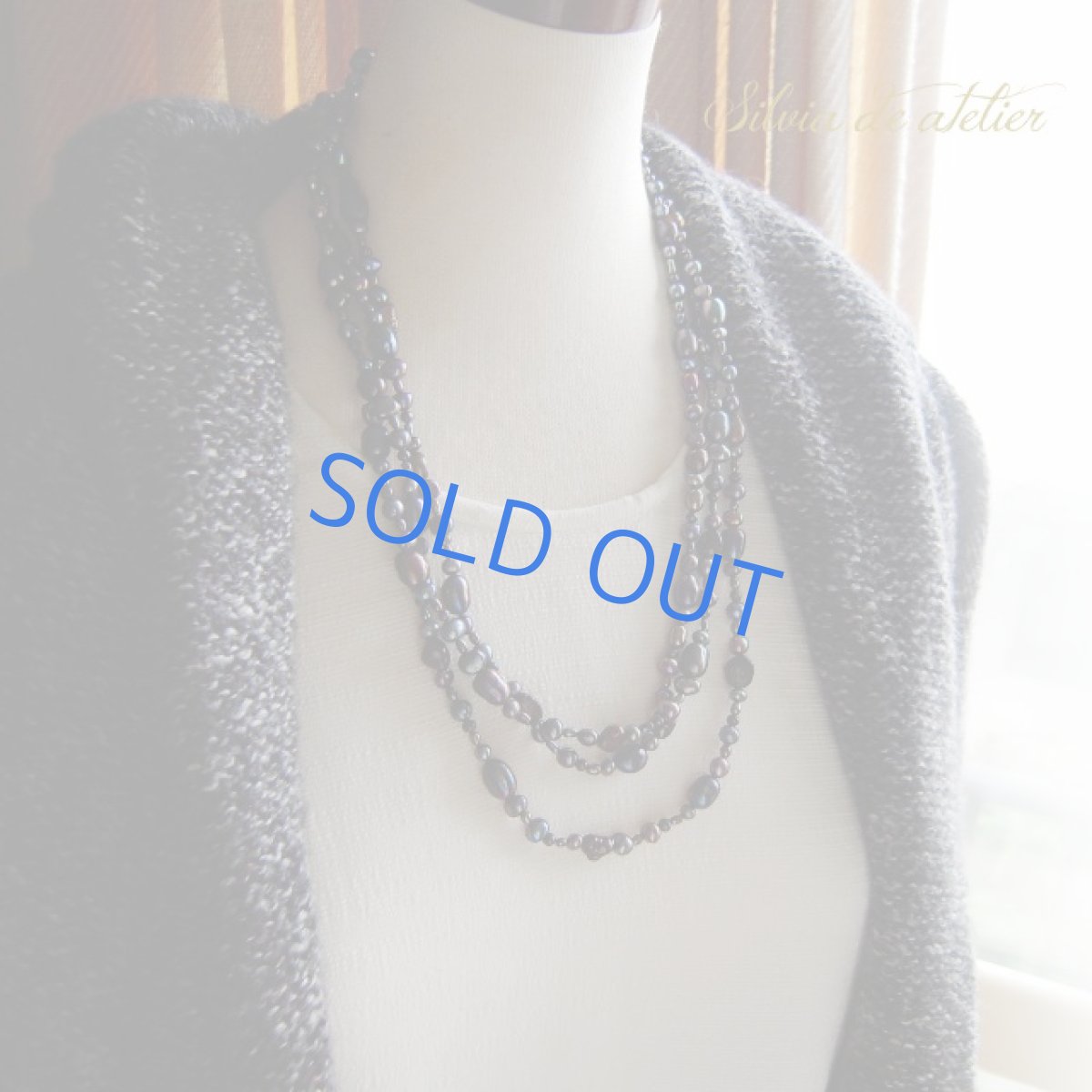 画像5: ＜1点もの・ブルーブラック＞スーパーロング　淡水パールバロック　約180cmネックレス (5)