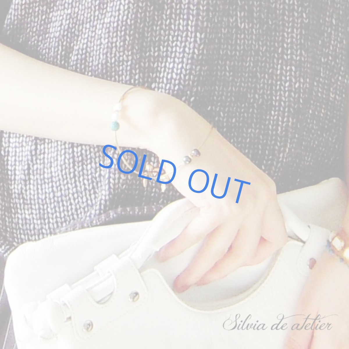 画像4: KM様お取り置き　ネイビーパープル　淡水パール　vintage真鍮製バングル (4)