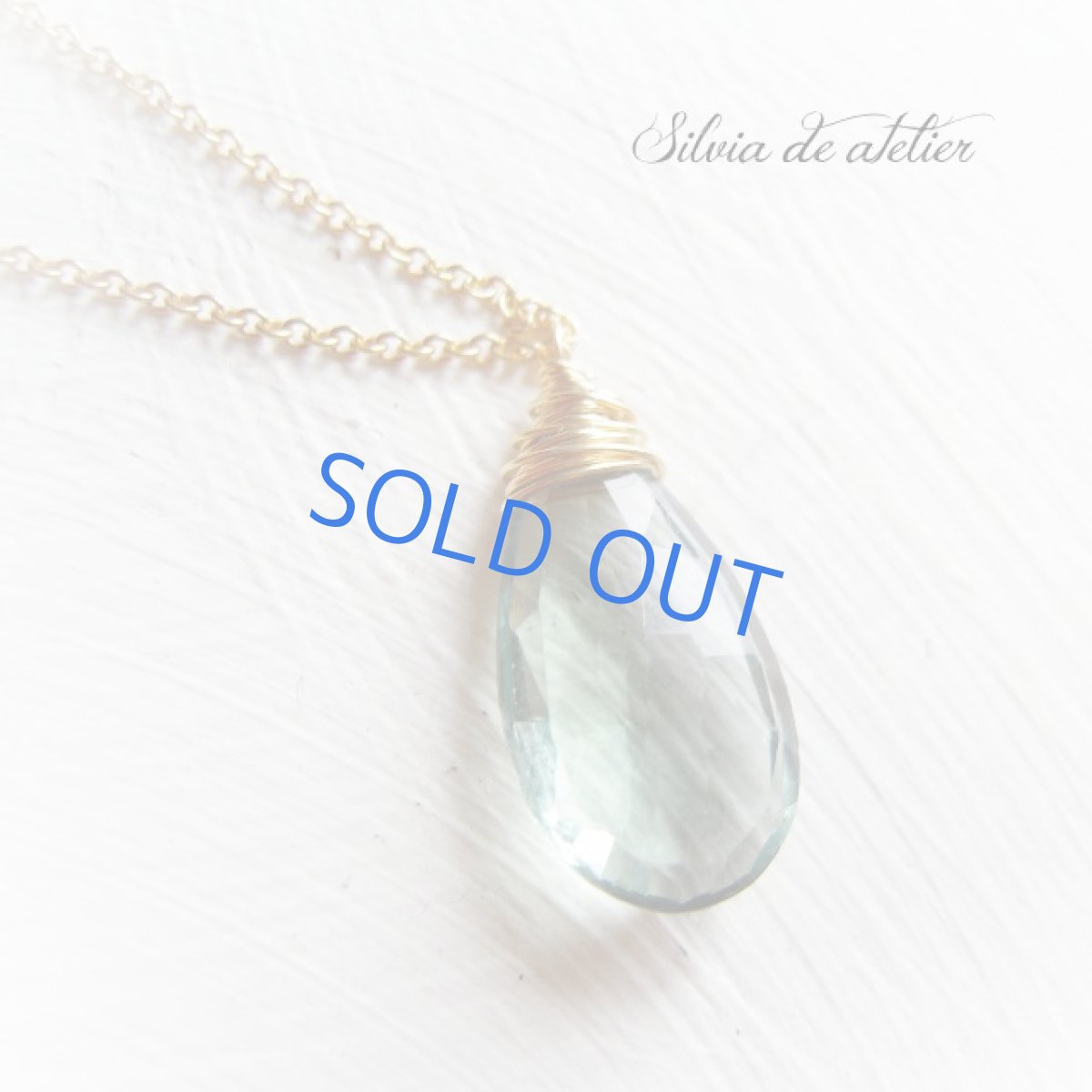 画像3: １点もの　宝石質　フローライト　グリーンカラー　ペアシェイプ　LLサイズ　ワイヤー巻ペアシェイプ　14kgf　チェーンネックレス (3)