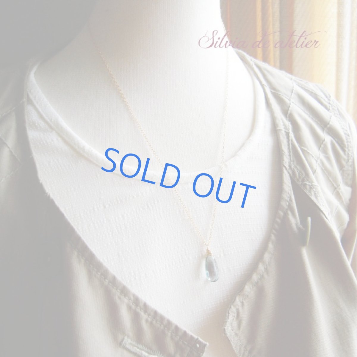 画像2: １点もの　宝石質　フローライト　バイカラー　ペアシェイプ　超大粒サイズ　ワイヤー巻ペアシェイプ　14kgf　50cmチェーンネックレス (2)