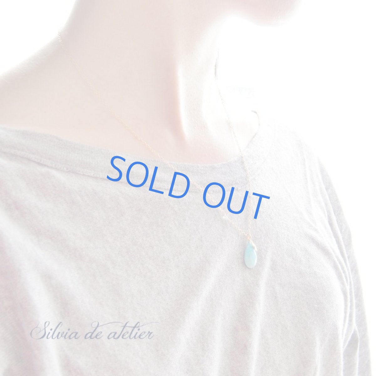 画像4: Lサイズ　アリゾナ産スリーピングビューティー　ターコイズ　ローズカット　カボション　14kgfネックレス50cm (4)