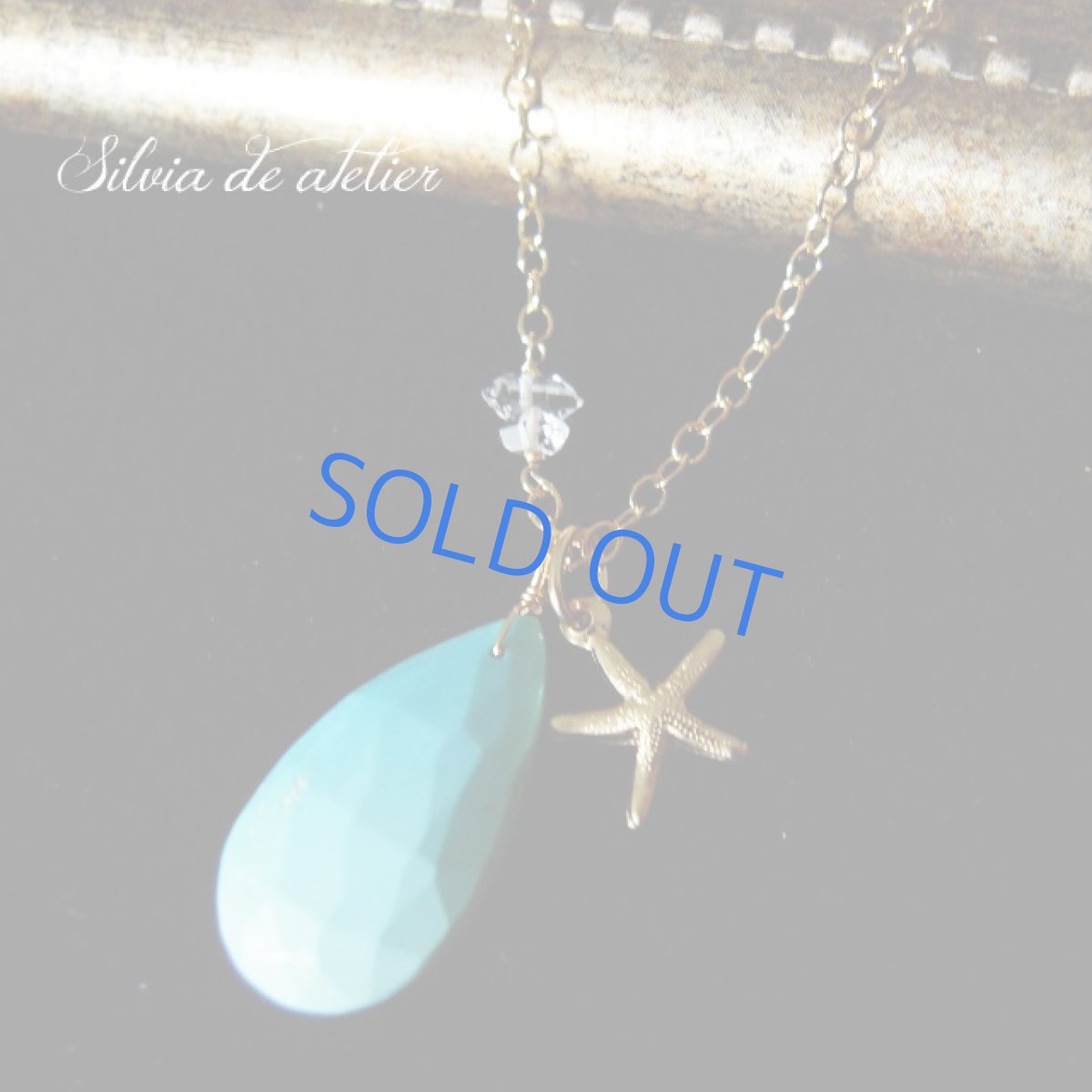 画像2: Lサイズ　アリゾナ産スリーピングビューティー　ターコイズ　ローズカット　カボション　14kgfネックレス50cm (2)