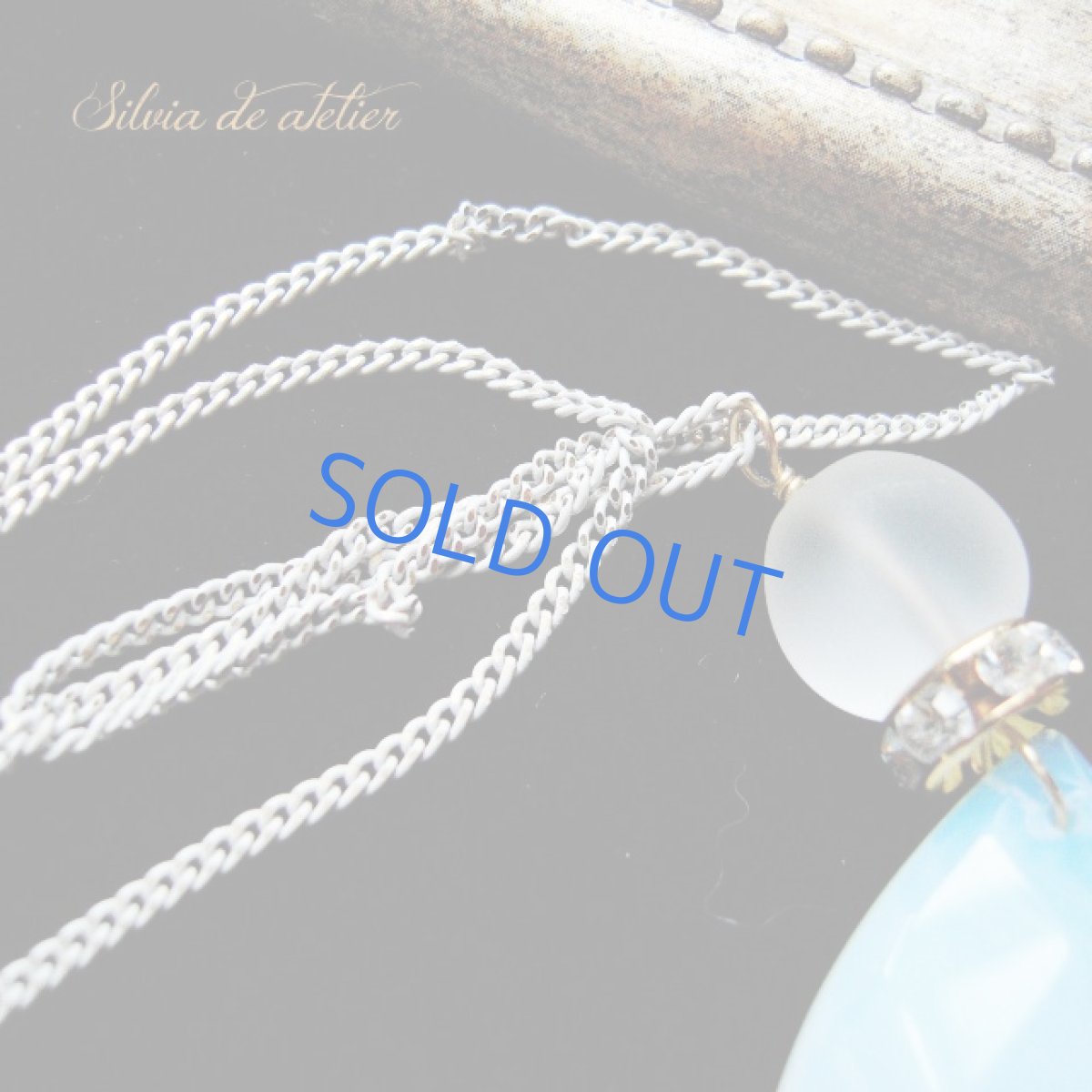 画像2: 大粒　人工オパールグラスストーン　ドロップ　ホワイトチェーンデザインネックレス (2)