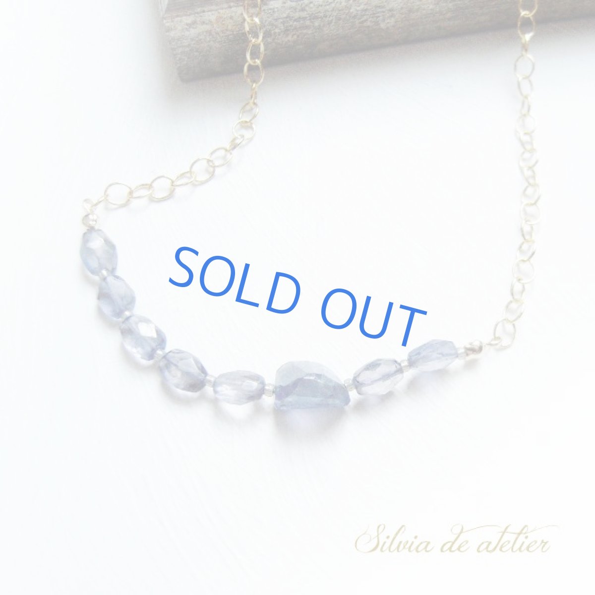 画像2: １点もの　アイオライトタンブル　ライン　デザインネックレス (2)