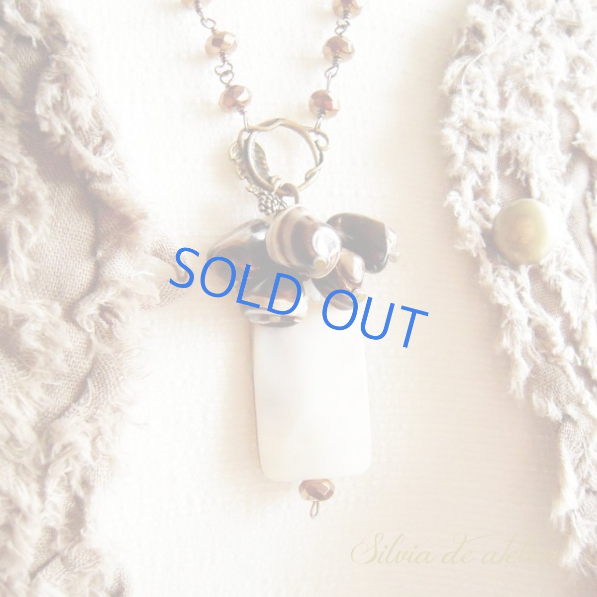 画像4: ＜Antiqueシリーズ＞１点もの　リバーシブル　アバロンシェル＆ブラウンMOP　コパーチェーンミディアムネックレス (4)