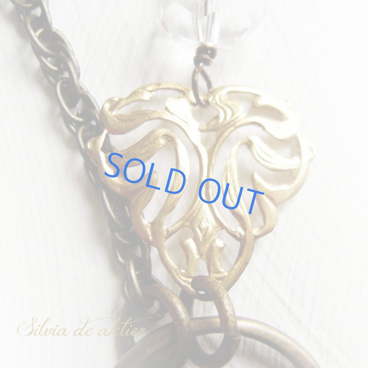 画像3: AntiqueシリーズNYハーキマーダイヤモンド　リングチャーム　グラスコード風　アンティーク　ゴールドミディアムネックレス (3)