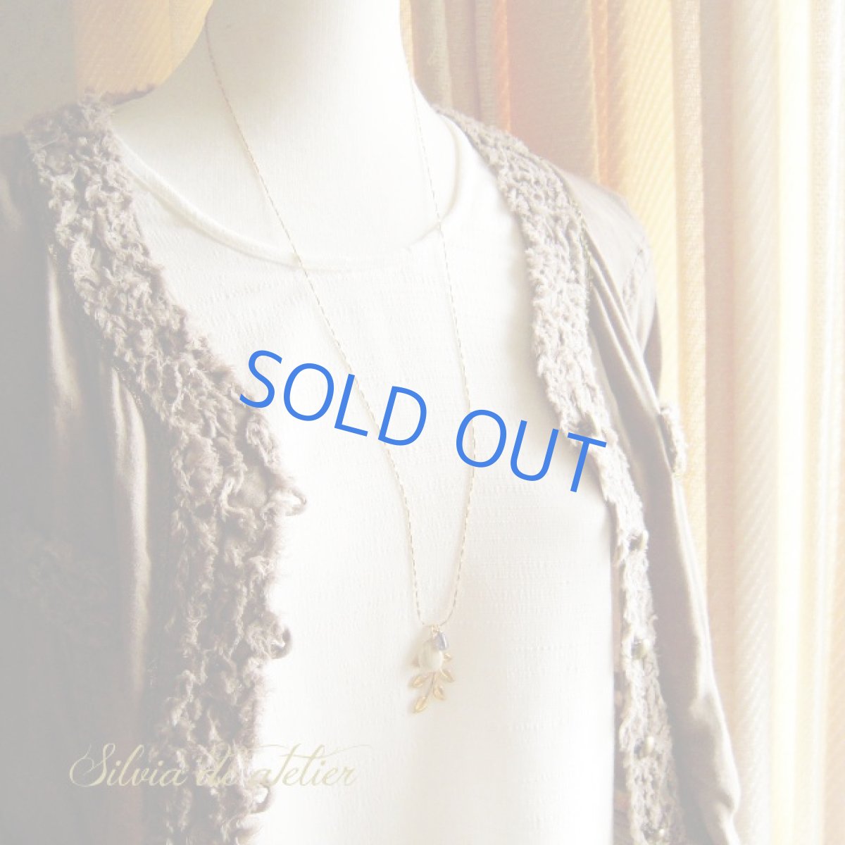 画像4: 限定のみ　リーフチャーム＆リバーストーン＆アイオライト　vintageチェーンロングネックレス (4)