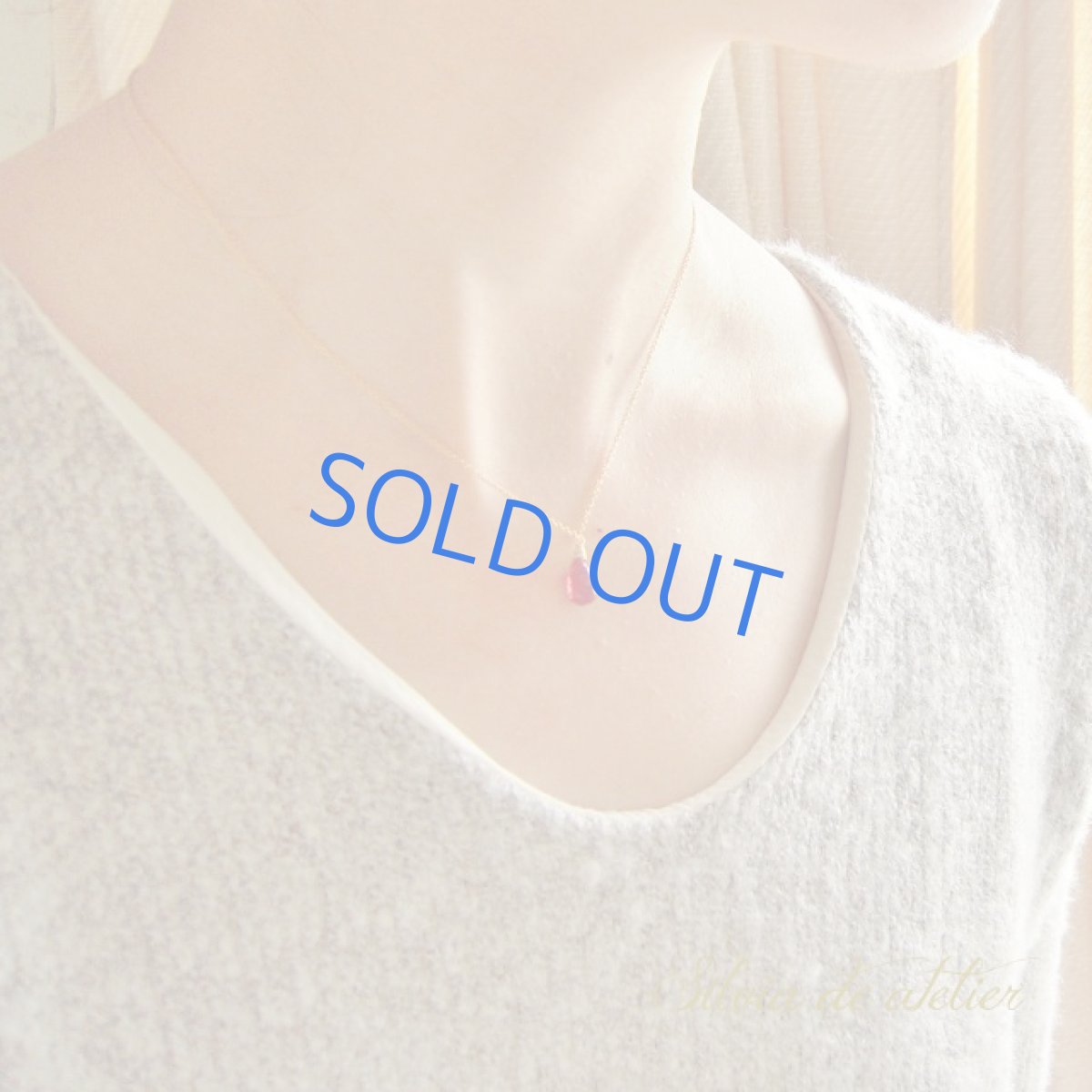 画像4: AAA 　ガーネット　ブリオレット　ドロップ　一粒　14kgfネックレス (4)