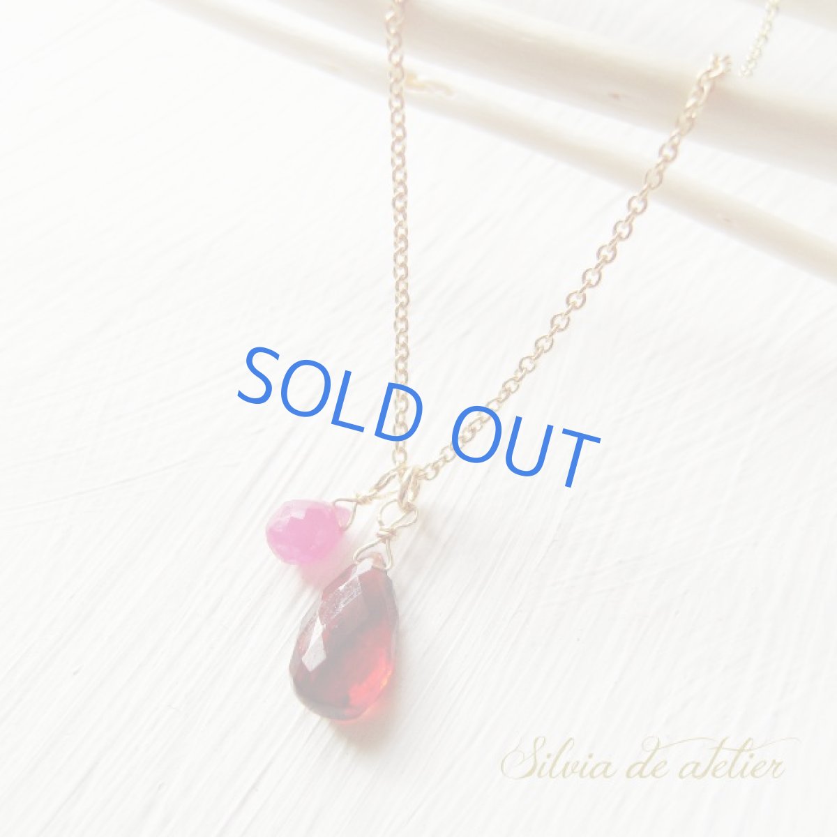 画像2: AAA　ガーネット　ブリオレットペアシェイプ ＆ルビードロップ　　14kgfネックレス (2)