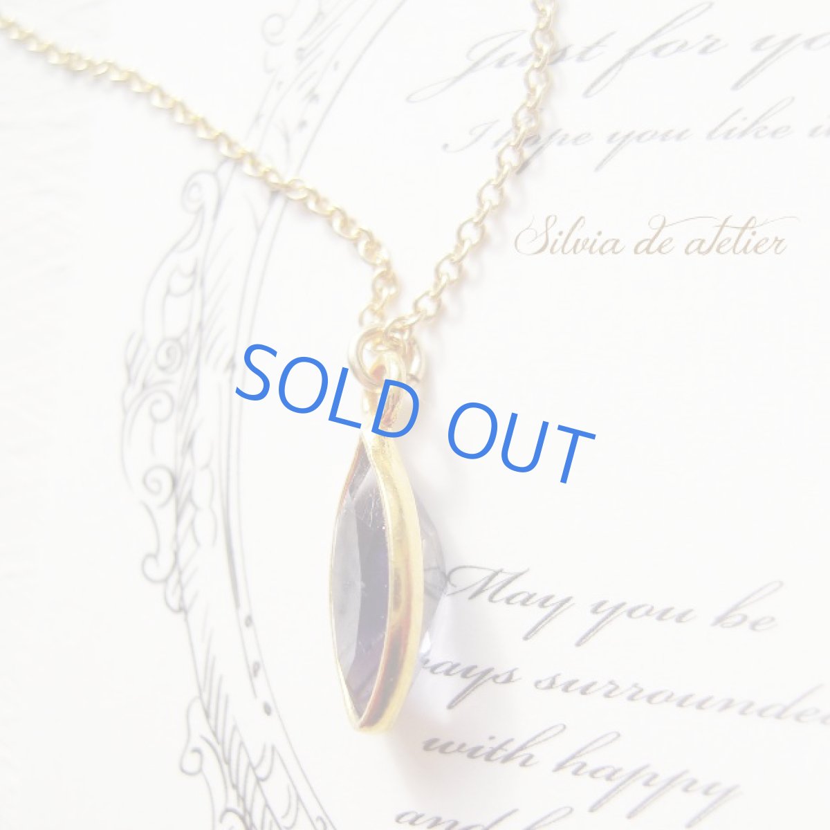 画像2: ＜30％OFF・残り1＞　AAA　アイオライト　18Kメッキフレーム　マーキス　ジェムカット　14kgfネックレス (2)