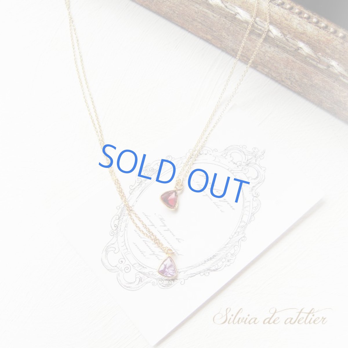 画像2: AAA　ラベンダーカラー　アメジスト　18Kメッキフレーム　トライアングルジェムカット　14kgfネックレス (2)