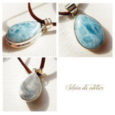 画像2: ＜marble＞ドミニカ共和国産　ドロップ型　ラリマー　スエード　ブラウンコードネックレス (2)