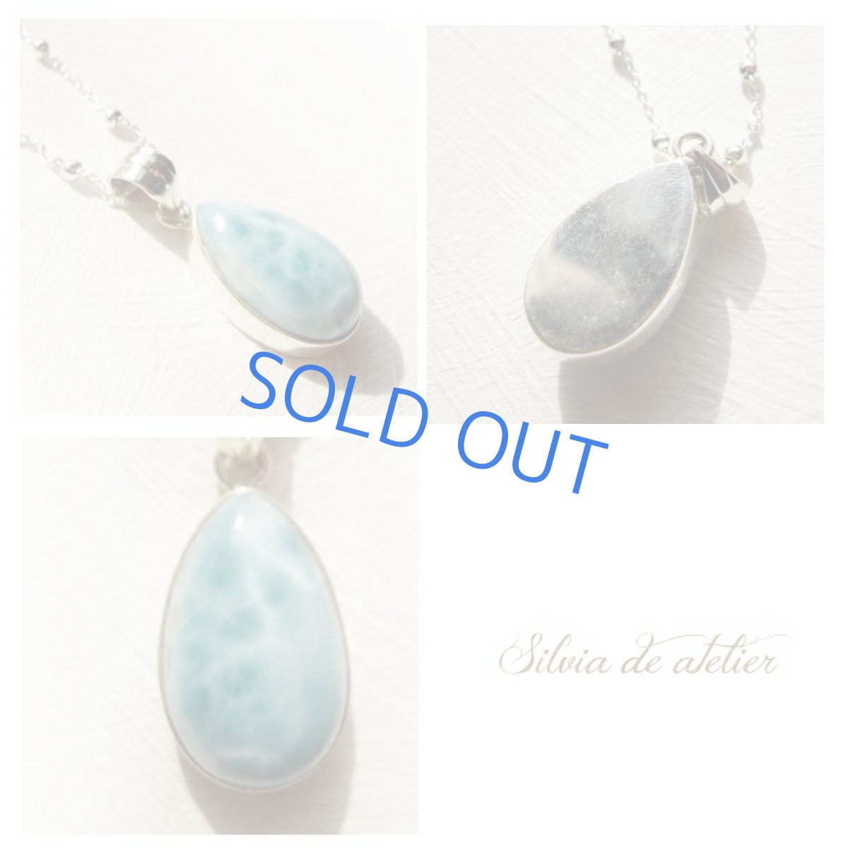 画像2: 期間限定OFF＜umino oto＞ドミニカ共和国産　ドロップ型　ラリマー　silver925チェーンネックレス (2)