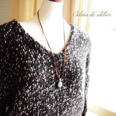 画像3: ＜marble＞ドミニカ共和国産　ドロップ型　ラリマー　スエード　ブラウンコードネックレス