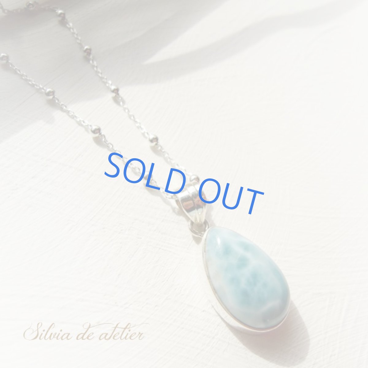 画像3: 期間限定OFF＜umino oto＞ドミニカ共和国産　ドロップ型　ラリマー　silver925チェーンネックレス (3)