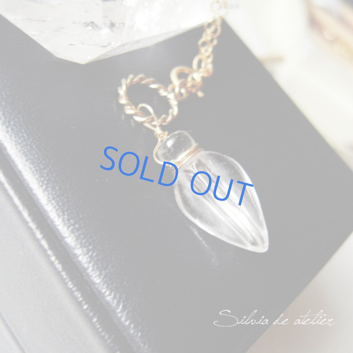 画像3: 1点もの　レアストーン♪　クリスタルクォーツ　カービング　ドロップ　14kgfネックレス　50cm (3)