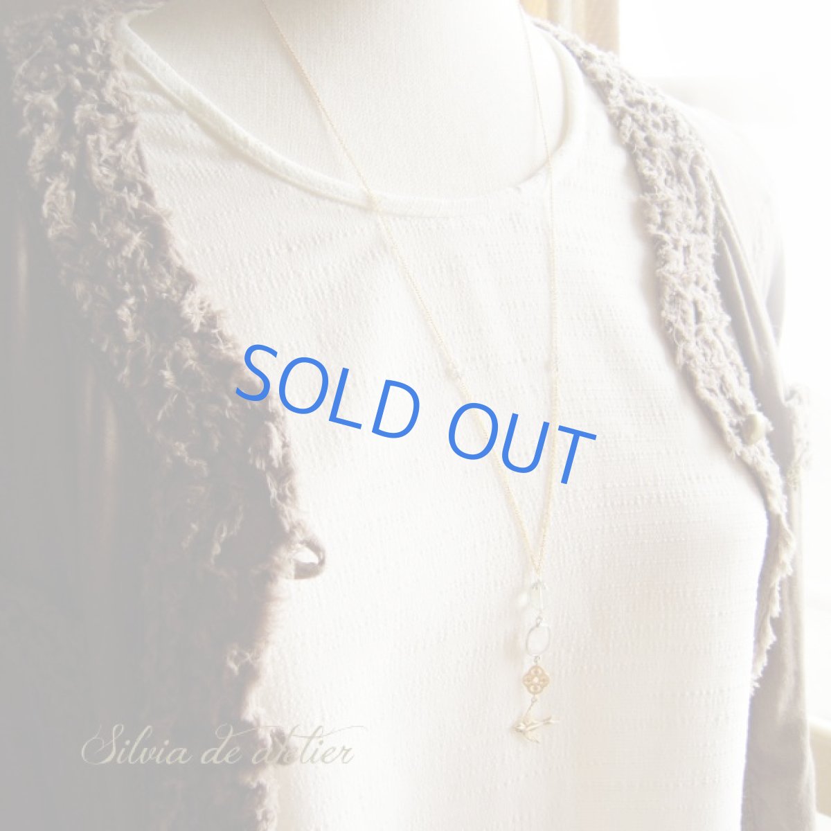 画像5: 残り1 【HAPPY BIRDシリーズ】フレームストーンムーンストーン Y字 ロング14kgfネックレス63cm (5)