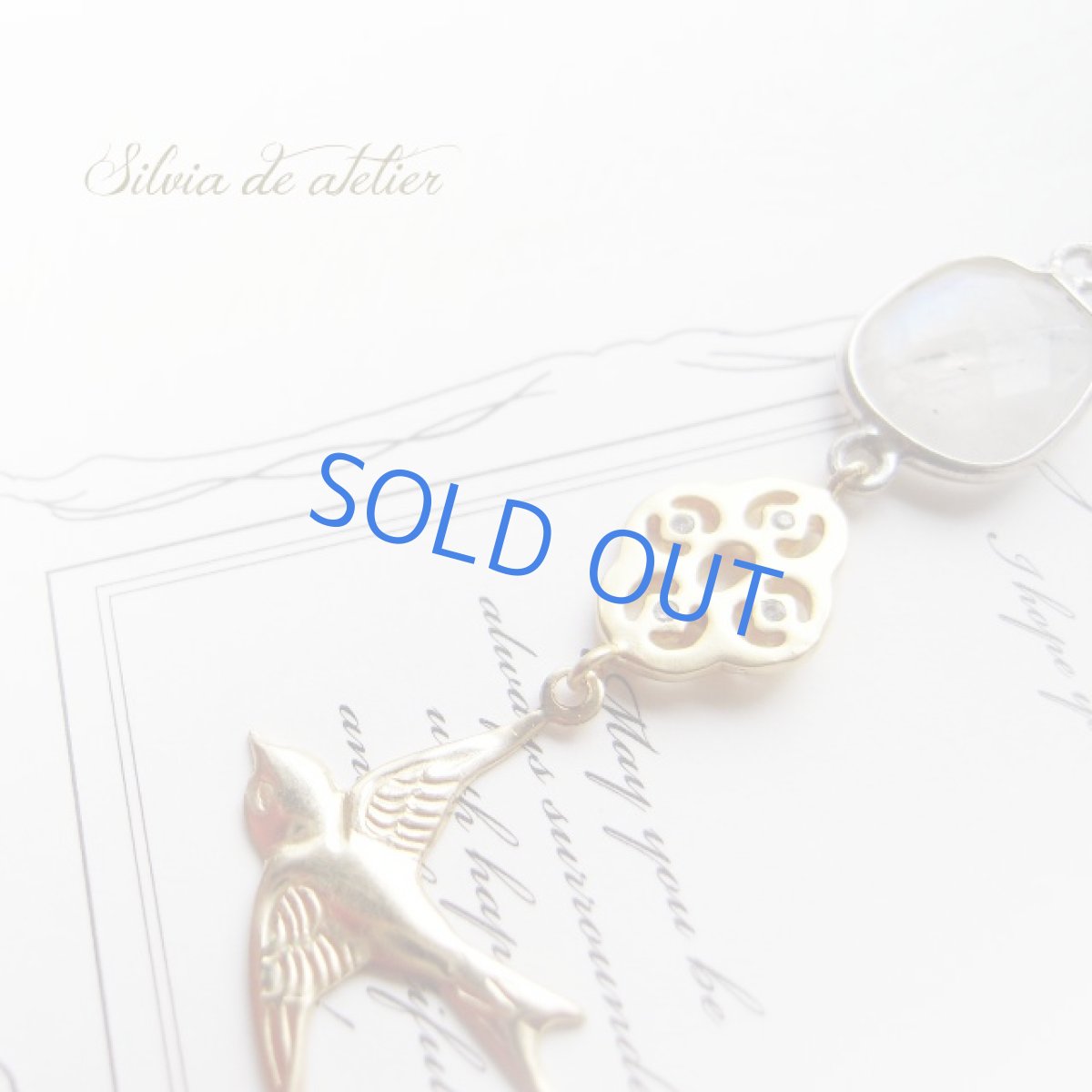 画像2: 残り1 【HAPPY BIRDシリーズ】フレームストーンムーンストーン Y字 ロング14kgfネックレス63cm (2)