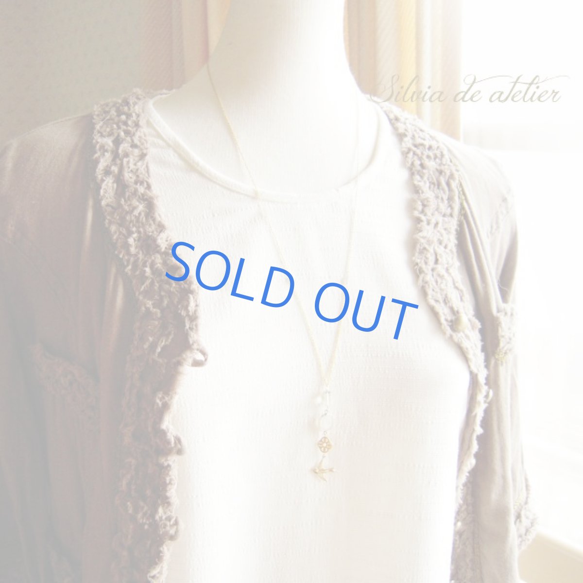 画像4: 残り1 【HAPPY BIRDシリーズ】フレームストーンムーンストーン Y字 ロング14kgfネックレス63cm (4)