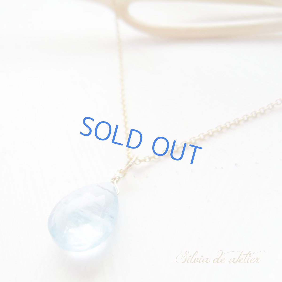 画像2: 大粒　AAA　サンタマリア・アクアマリン　ペアシェイプ　ドロップ　14kgfネックレス (2)