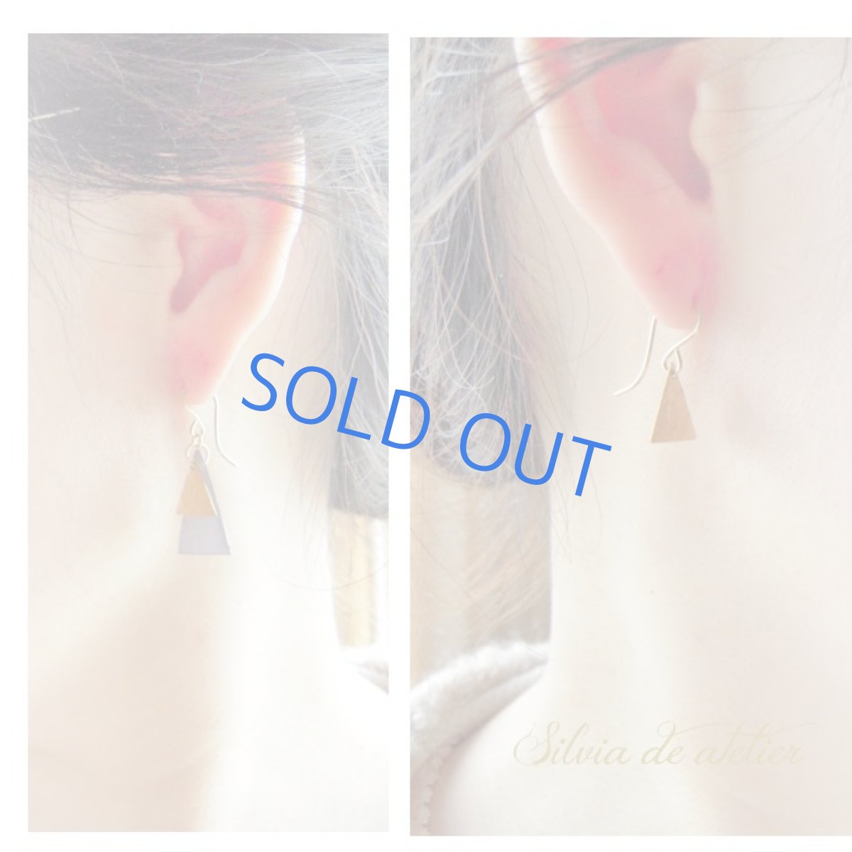 画像3: パープルグレー　サンカク　シェル　アシンメトリー　14kgfフックピアス (3)