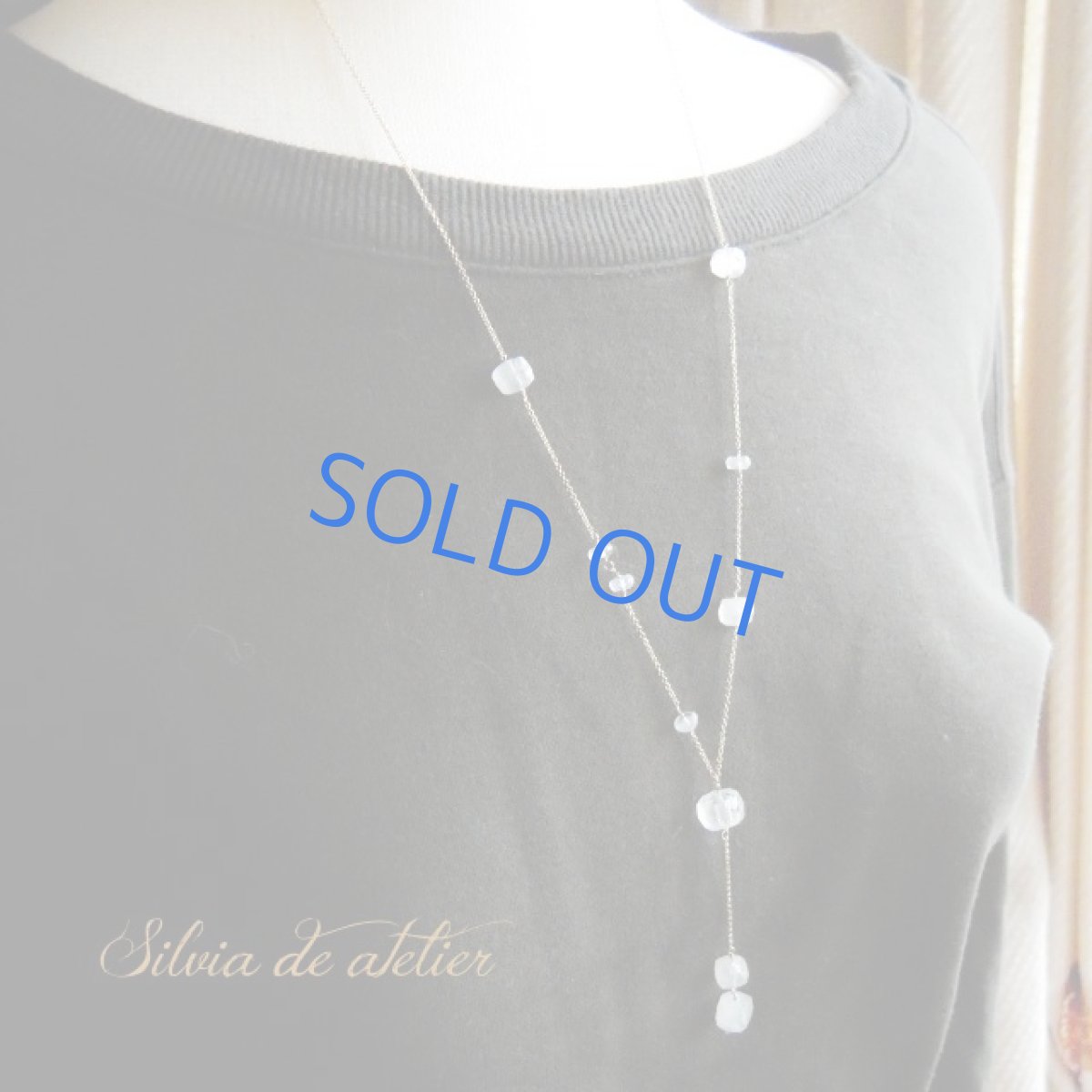 画像3: ＜1点もの・B＞　レインボーブルームーンストーン　キューブ　Y字　14kgfロングネックレス (3)