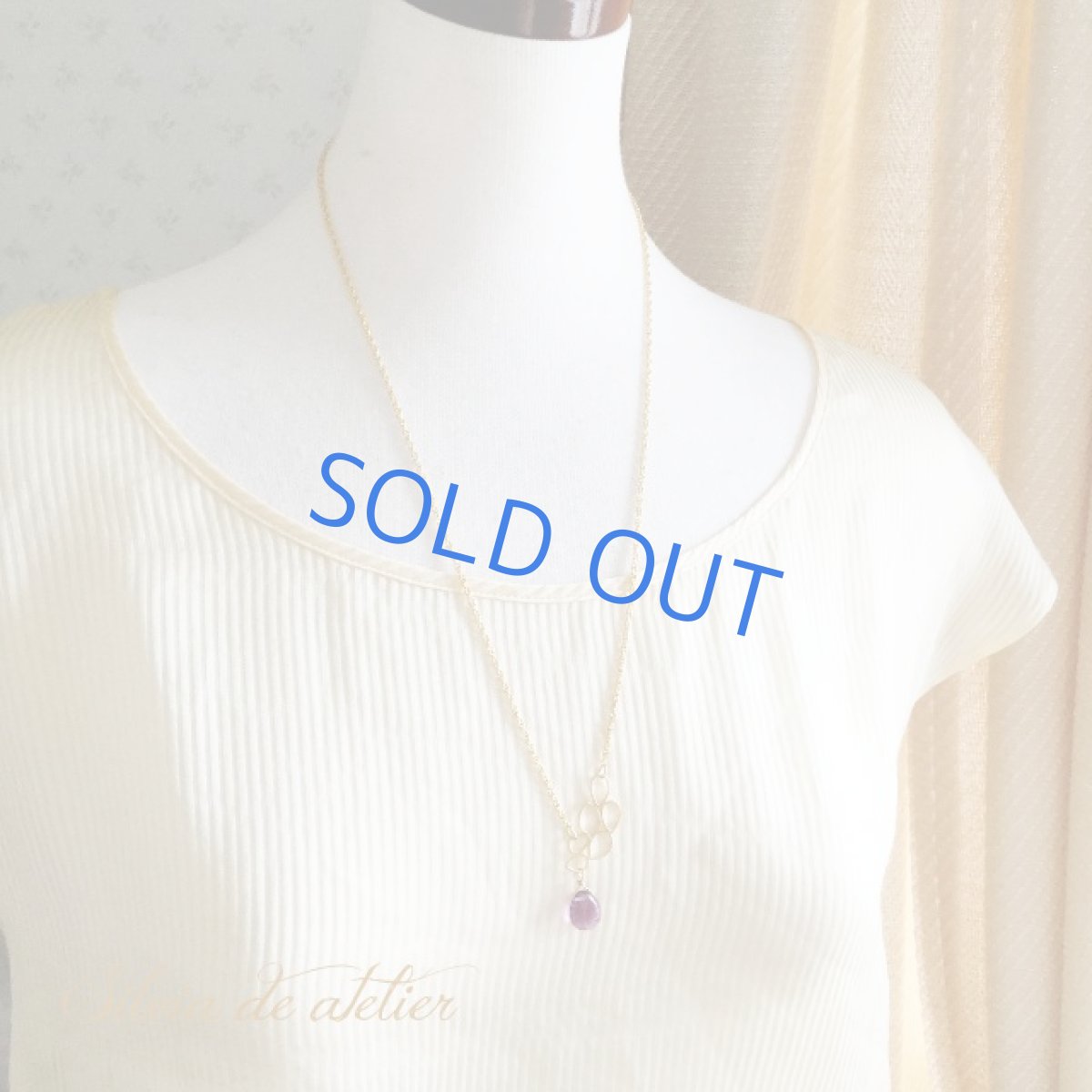 画像5: カラーフローライト　泡重なる　ゴールド　ミディアムネックレス (5)