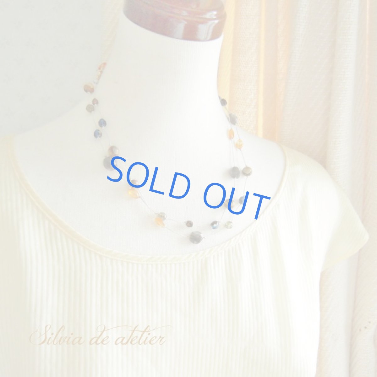 画像3: １点もの　カーネリアン　グレーオニキス　シルバービーズコード　エアリー　ロングネックレス (3)