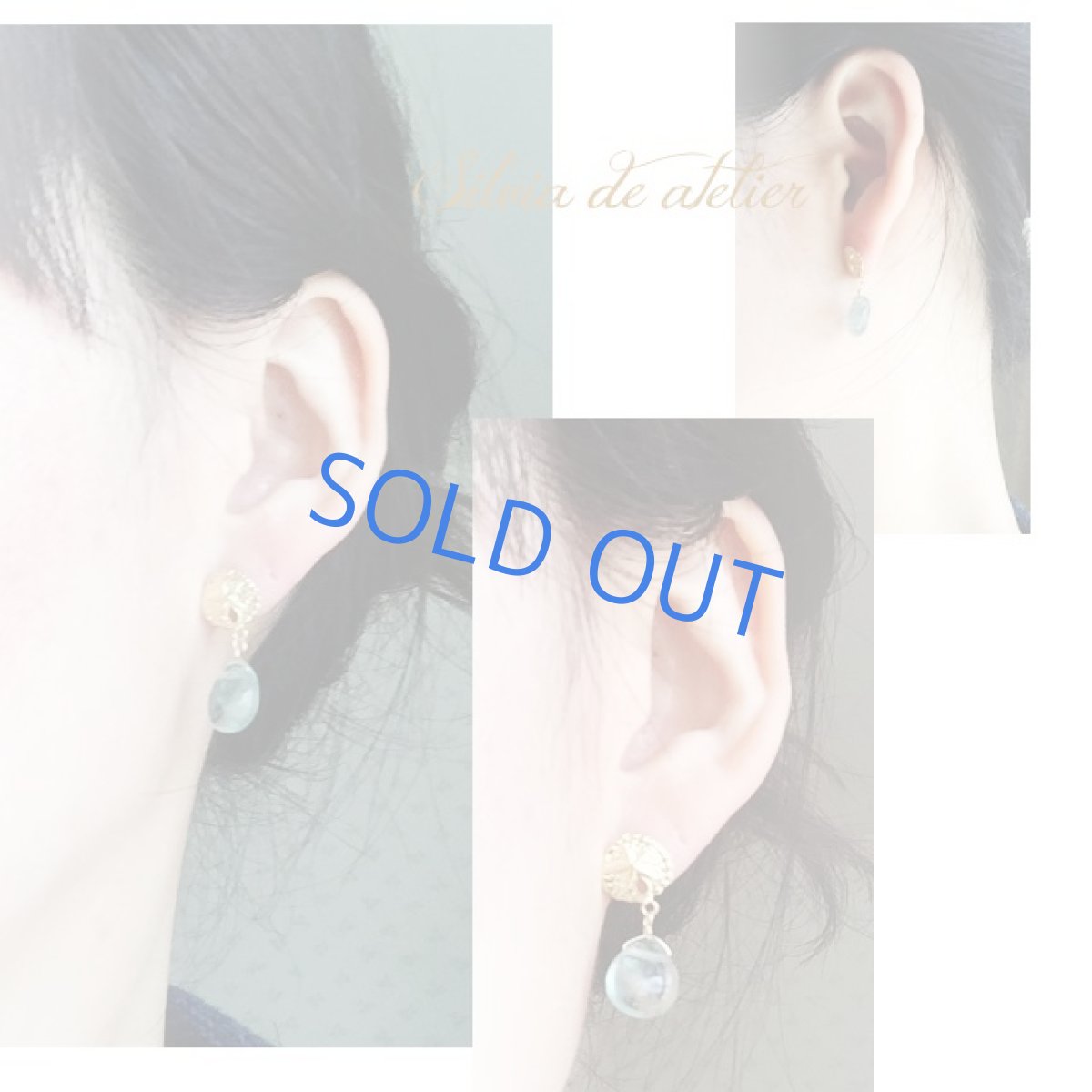 画像3: グリーンフローライト ペアシェイプ 一粒 ドロップ サンドダラー14kgfピアス (3)