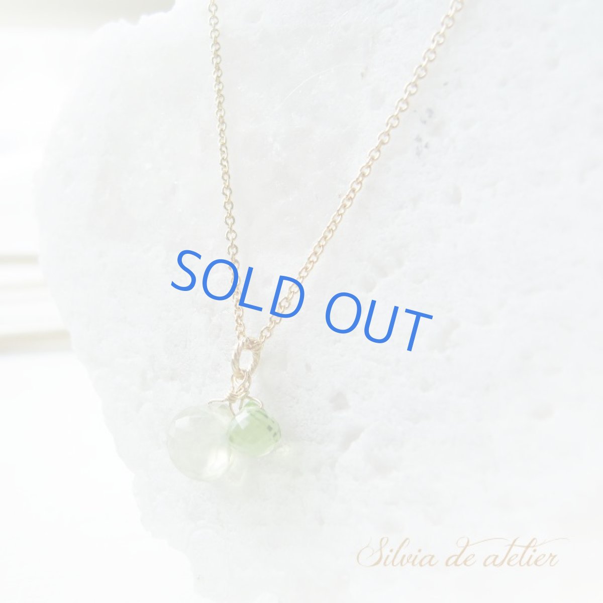 画像3: 残り1　AAA　プレナイトマロン　＆　ペリドット　ダブル　ドロップ　14kgfネックレス (3)