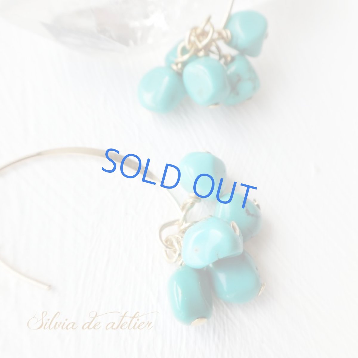 画像3: 天然ブルーグリーンターコイズ　タンブルフリンジ　14kgfアーモンドフックピアス (3)