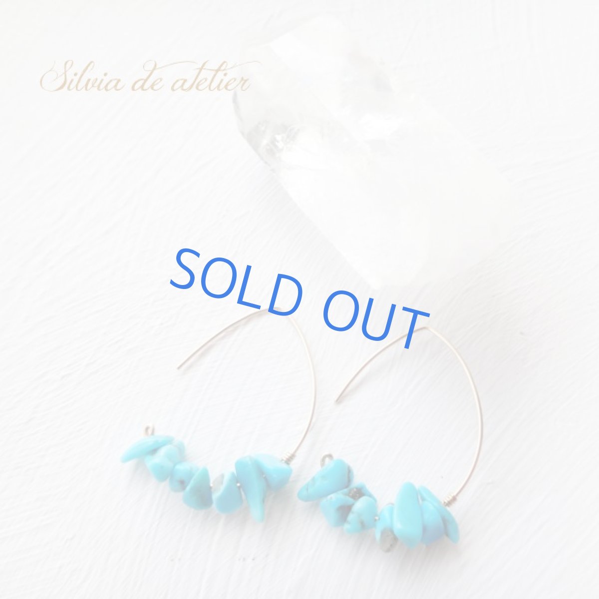 画像4: スリーピングビューティー　ブルーターコイズ　14kgfデザインフックピアス (4)