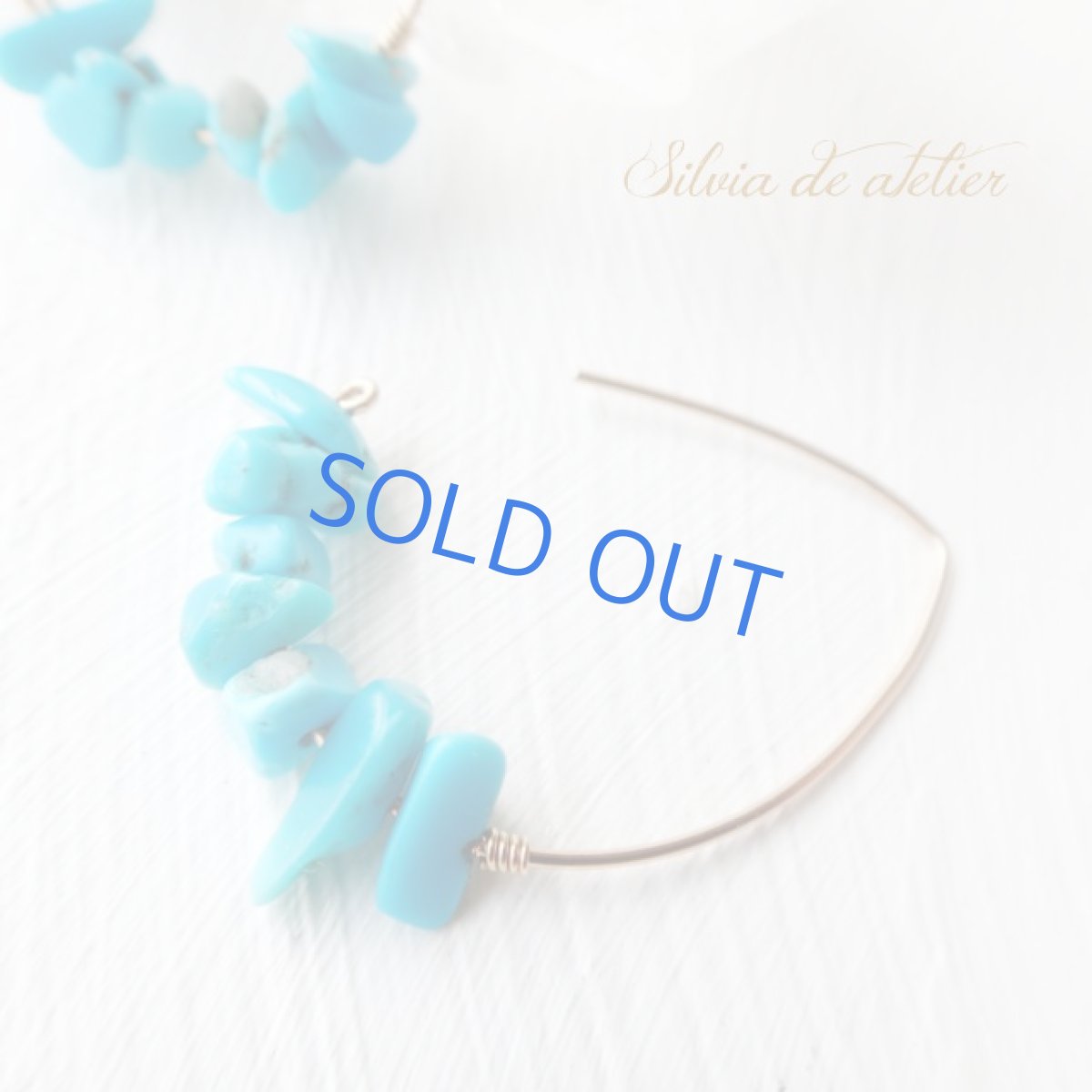 画像2: スリーピングビューティー　ブルーターコイズ　14kgfデザインフックピアス (2)