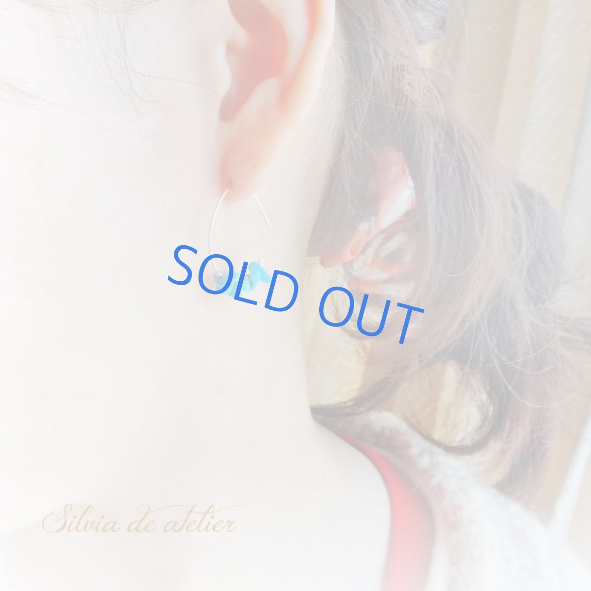 画像5: スリーピングビューティー　ブルーターコイズ　14kgfデザインフックピアス (5)