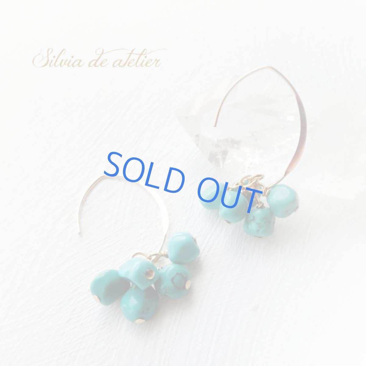 画像2: 天然ブルーグリーンターコイズ　タンブルフリンジ　14kgfアーモンドフックピアス (2)