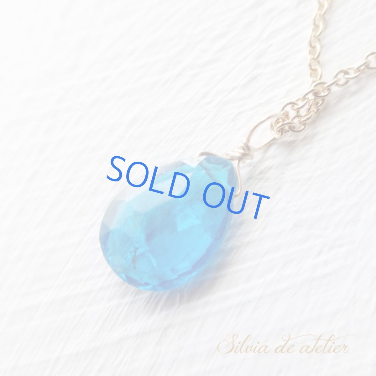 画像2: Mサイズ　ネオンブルーアパタイト　ペアシェイプ　14kgfネックレス (2)