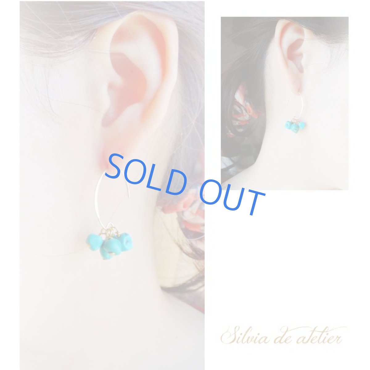 画像5: 天然ブルーグリーンターコイズ　タンブルフリンジ　14kgfアーモンドフックピアス (5)