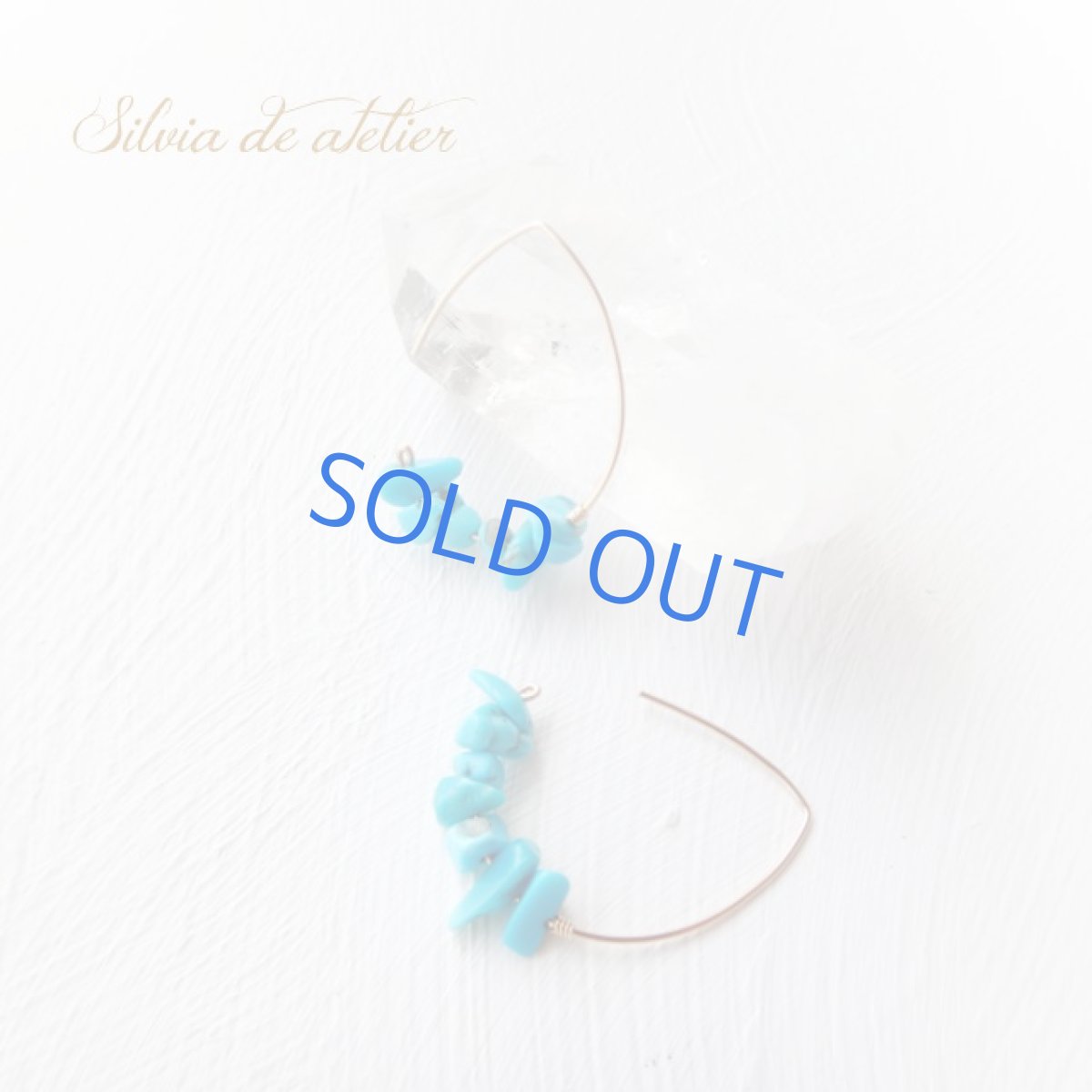 画像3: スリーピングビューティー　ブルーターコイズ　14kgfデザインフックピアス (3)